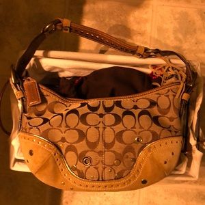 NWT - Limited Edition Coach Studded Hobo suede jacquard